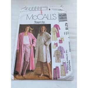 McCalls Woman Day 4216 PJ Robe Gown Cami Pant XS Sml Medium Sewing Pattern UC FF
